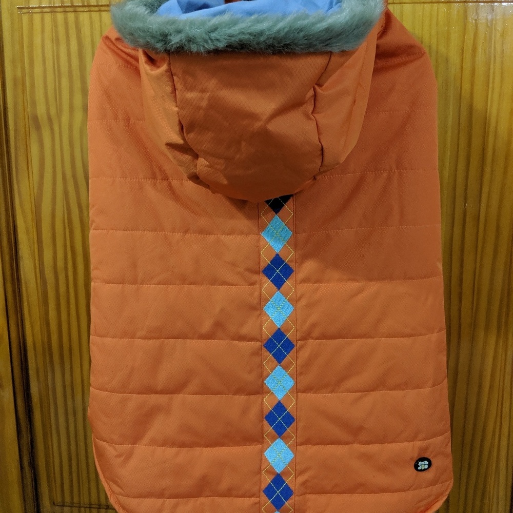 Fab Dog Winter Jacket Orange Argyle XXL